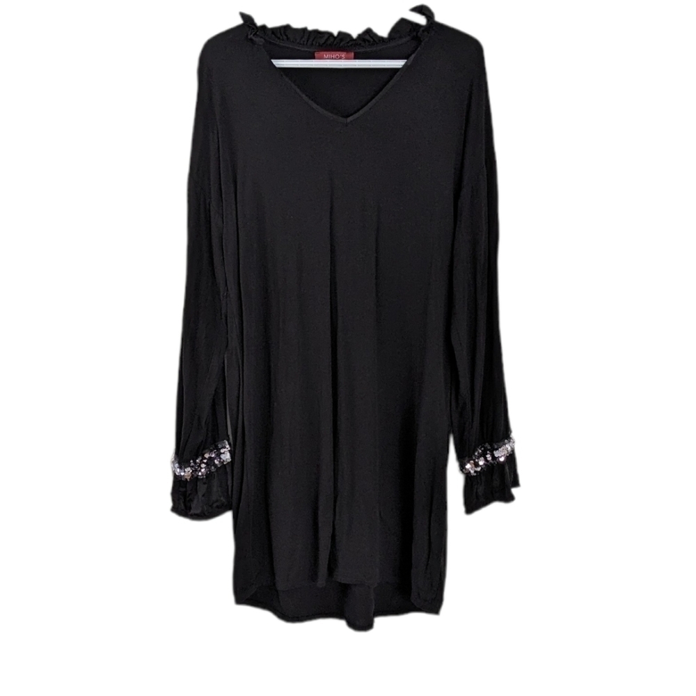 MIHO's black everything sequins comfy dress large @P